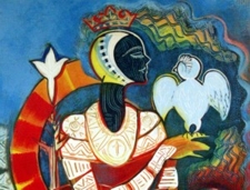 Senhora dos 4 elementos, pintura de Albertina Prates