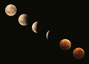 Mosaico das etapas do início de um eclipse