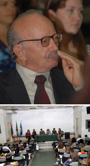Professor Malaquias e o auditório lotado